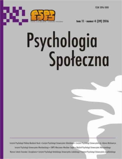 

Psychologia Społeczna nr 4(39)/2016