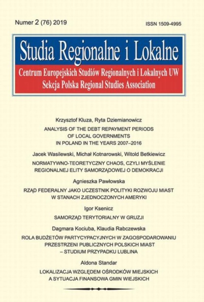 

Studia Regionalne i Lokalne nr 2(76)/2019