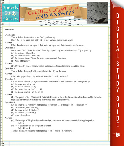 

Calculus Equations And Answers (Speedy Study Guides)